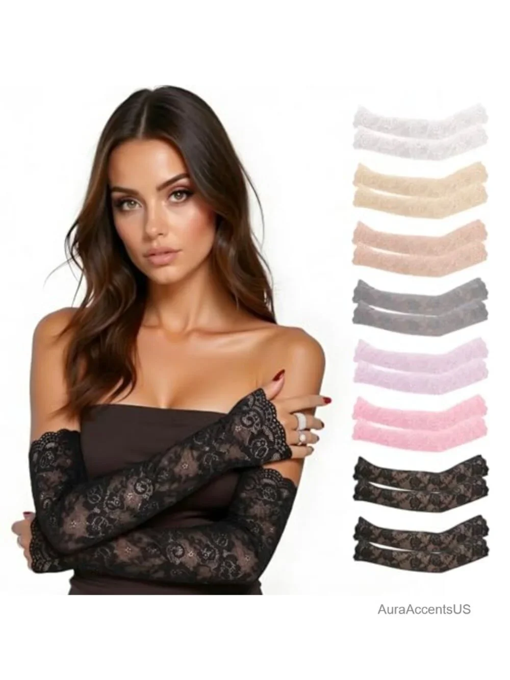 8 Pairs Lace Arm Sleeves Fingerless Gloves